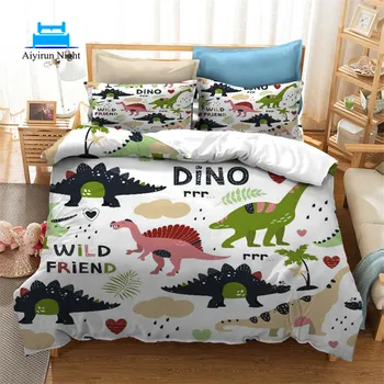 

Cartoon Dinosaur Bedding Comforter Bedding Sets Children's Boy's Quilt Cover Bed Sheet King Queen Full Twin Size 3PCS