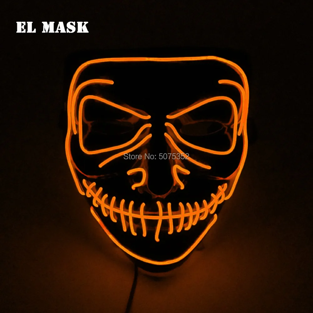 Страшная тема вечерние украшения EL Wire ужасное лицо маска Хэллоуин неоновая светодиодная светящаяся маска Монстр маскарадный светильник