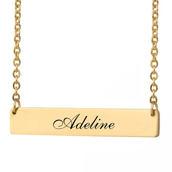 

Custom Nameplate Necklace Women Name Adeline Bar Pendant Best Friends Jewelry Birthday Gifts Stainless Steel Size 40 X 7mm