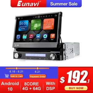 Image 1 - Eunavi 1 Din Android10 Car DVD multimedia radio Player GPS For Universal GPS Navigation AUTO Radio Stereo WIFI MP3 Audio USB SWC