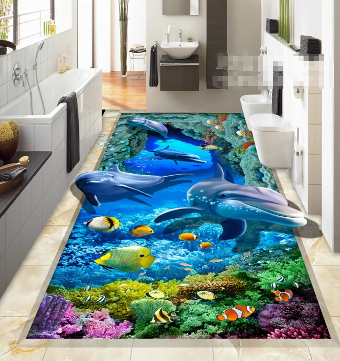 [Самоклеющиеся] 3D Дельфин 278 фотообои настенные наклейки