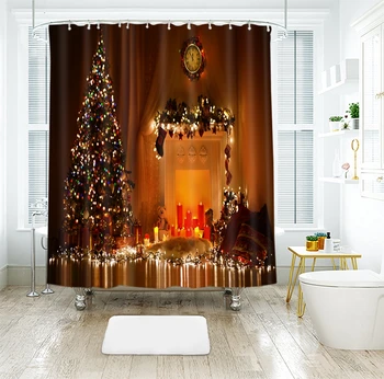 

Santa Snowman Christma Shower Curtain Waterproof Mildew Resistan Polyester Shower Curtain Curtains for Bathroom Shower Drop Ship