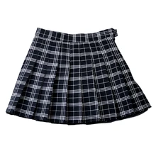 XS-3XL, Harajuku, клетчатая плиссированная юбка для женщин,, летняя юбка, Студенческая юбка, свободная, на пуговицах, на молнии, трапециевидная юбка, Милая Мини-юбка