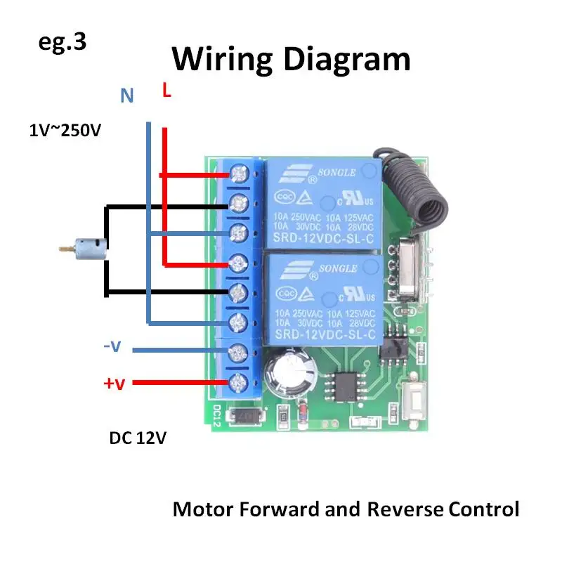 DC12V 10Amp 2CH 2 банды 433 МГц rf переключатель дистанционного управления беспроводной релейный приемник для гаража \ освещения \ электрического управления дверью