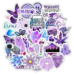 Autocollant de décoration pour casque, étiquette de dessin animé, violet frais, tasse d'eau d'ordinateur, bagage, graffiti étanche, vente en gros, 50 pièces, 2022 