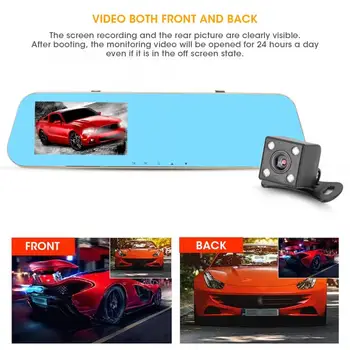 

7in 1080P HD Wide Angle Rearview Mirror IR Night Vision Double Lens DVR Driving Recorder Revers araba car camera recorder