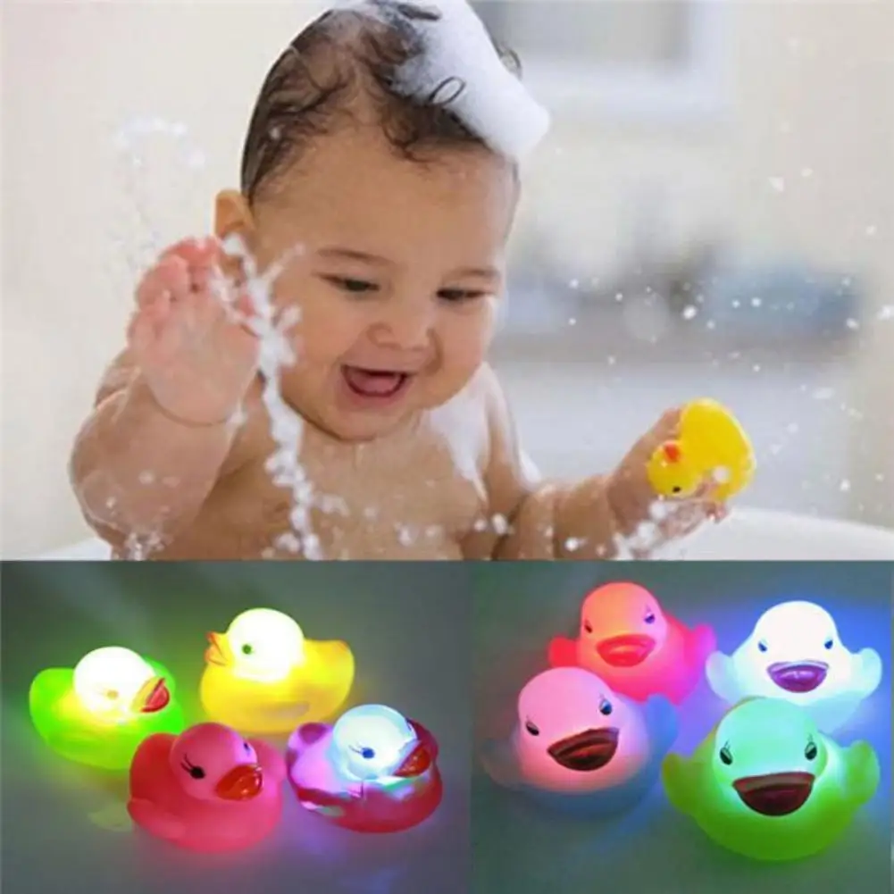 

1Pc Glowing Newborn Baby Bath Toy Changing Color Duck Flashing LED Lamp Light For Baby Kids Led Duck Toy