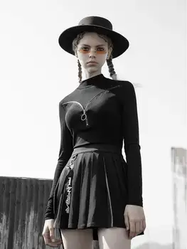 

Punk Rave Women's Knitted Zippered High Neck Long Sleeved Tops PT-449TC