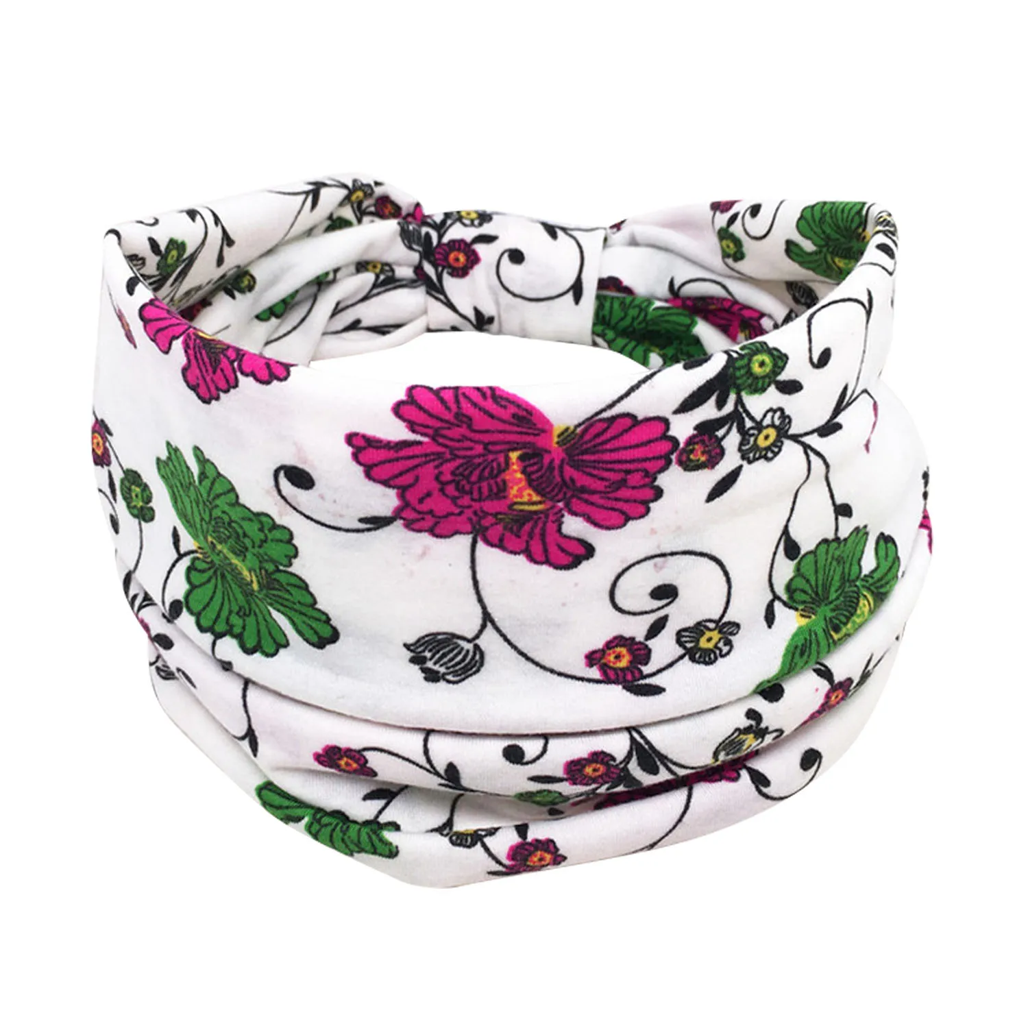 Fashion Printed Pattern Cotton Width Elastic Head Wrap Hair Band Headband Hairband for Women Girls Yoga Sports Workouts