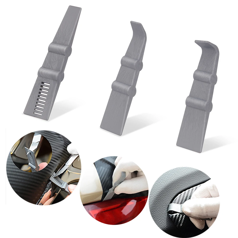 

FOSHIO 3Pcs Carbon Fiber Vinyl Film Car Wrap Squeegee Scraper Sticker Glue Remover Cleaner Window Tint Tool Auto Car Accessories