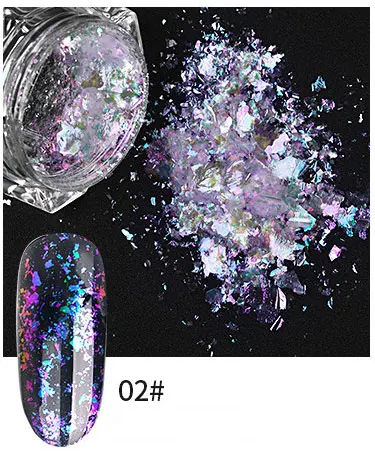 0,2 г алюминиевые хлопья блестки для ногтей порошок нерегулярный зеркальный эффект хамелеона Фольга Маникюр художественное оформление ногтей - Цвет: 2