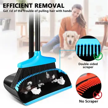 

HOMEMAXS Broom and Dustpan Set Home Cleaning Broom Extendable Broomstick and Dust Pan Combo for Kitchen Room Office Broom Set
