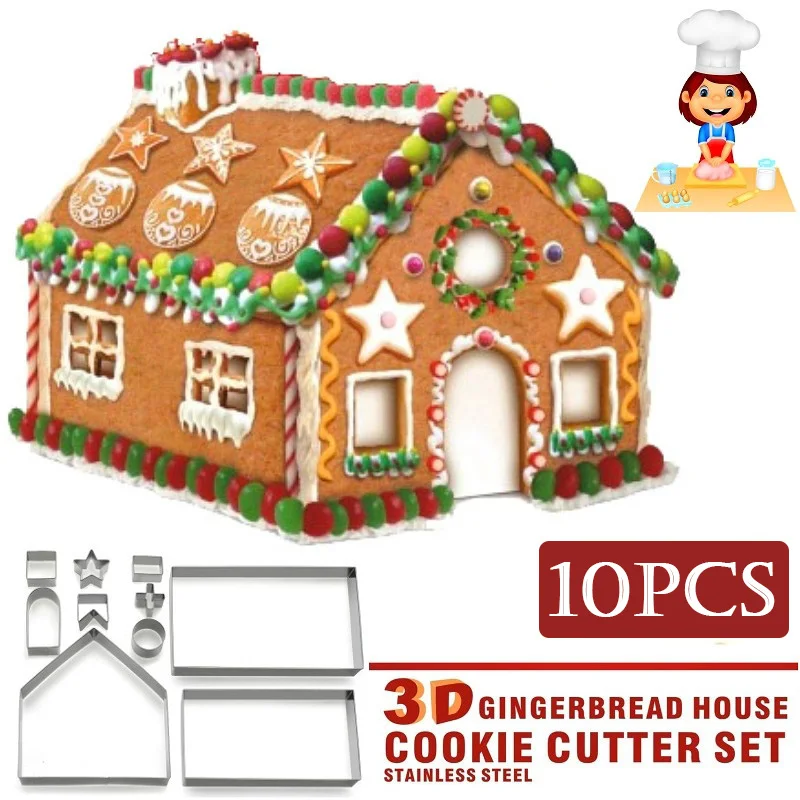 

8pcs／10pcs／18pcs Durable Gingerbread House Mold Christmas Tree Reindeer Sturdy Snowflake Christmas Cookie Cutters Snowman