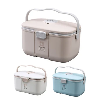 

Medicine Box Organizer First Aid Kit Home Plastic Storage Box Portable Kit Cabinet Family Emergency Kit Box 2 Layers