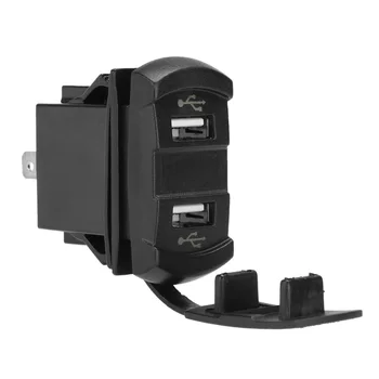 

12V/24V IP65 Waterproof Car Motorcycle 4.2A Dual USB Charger Power Outlet USB Socket with Blue LED Digital Voltmeter