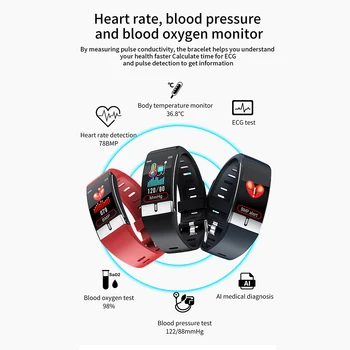 

Fitness Watch Color Screen Sport Fitness Tracker Waterproof ECG Heart Rate Sleep Quality Temperature Monitoring Wrist Watch