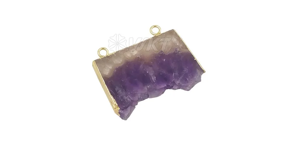 de cristal roxo adorável conector com cor de ouro nas bordas