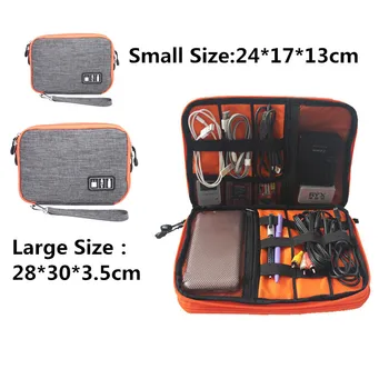 

Waterproof Double Layer Cable Storage Bag Electronic Organizer Gadget Travel Bag USB Earphone Case Digital Organizador