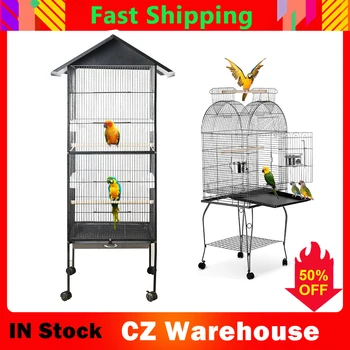 

Pet Bird Cage Metal Wide Tall Large Capacity Bird Cage Multifunction Feeding Rest Fun Easy Cleaning Parrots Macaw Cockatiel Nest
