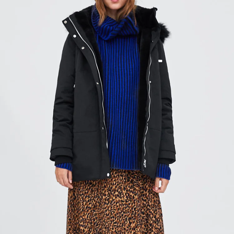 

Spain Y Winter 18 New Style WOMEN'S Dress Two-color Waterproof Hooded Cotton Coat Pike Coat