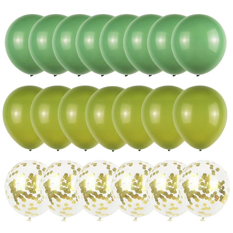 20Pcs Bean Green Balloons Set Metallic Confetti Ballon Animal Jungle Safari Birthday Party Decorations kids Anniversary Globos images - 6