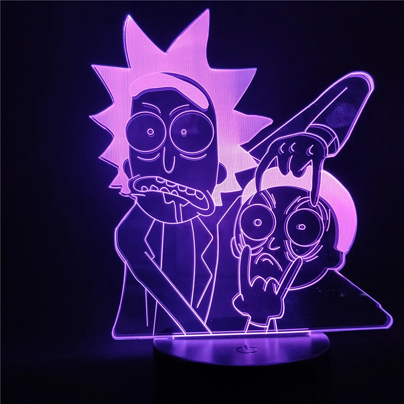 Cena Rick i Morty 3D światło nocne LED 7 zmiana koloru lampa dekoracja pokoju działania figurka postaci zabawki na urodziny prezent na Boże Narodzenie