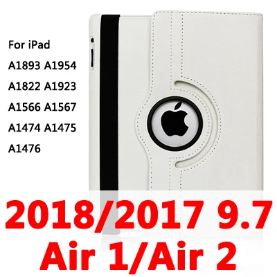 360 Вращающийся чехол для Apple iPad 2/3/4 Air 1/2 A1430 A1458 A1460 iPad2 iPad3 iPad4 Air1 Air2 планшетный чехол для i Pad 9,7 - Цвет: Air12 2017-18-white