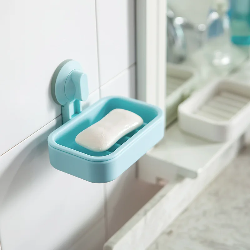

5067 Household Bathroom Strong Sucker Soap Holder South Korea Toilet Double Layer Water Draining Soap Box Soap Dish