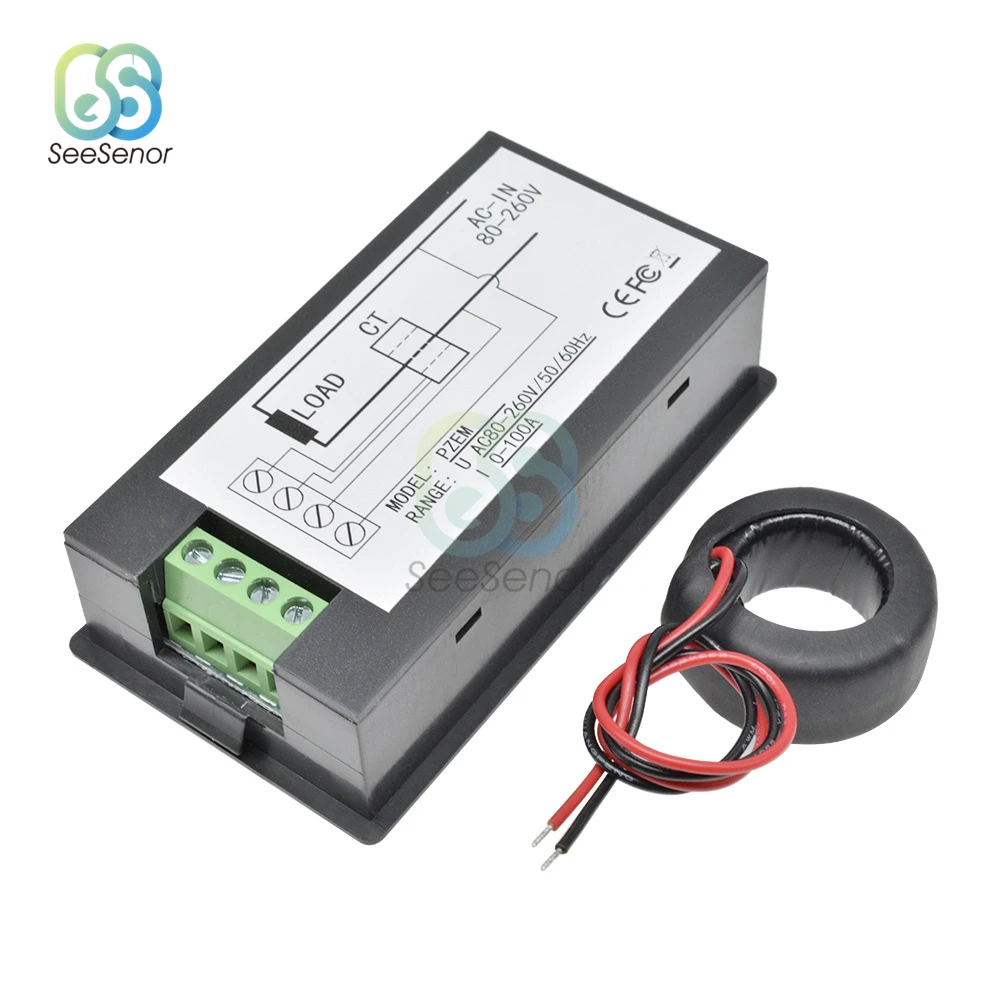 멀티미터 전류계 전압계, AC 80-260V 0-100A LCD 디지털 디스플레이, 전류 전압 전력 에너지 미터