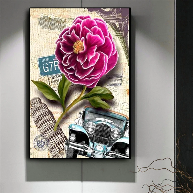 

Miaodu Fashion Building Rose 5D DIY Diamond Painting Mosaic Embroidery Diamond Painting Cross Stitch Embroidery Crafts Paintings