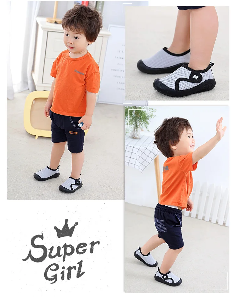 Кроссовки для новорожденных мальчиков с мягкой подошвой; модная летняя мягкая обувь для кроватки; повседневные противоскользящие туфли для мальчиков