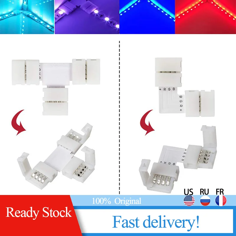 

95pcs 5050 4-pin LED Strip Connector Kit With T-Shaped L-Shaped Connectors Strip Jumpers Strip Clips Light Wire Connection