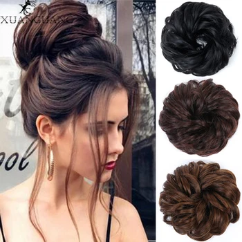 

XUANGUANG Synthetic Messy Chignon Donut Hair Bun Pad Elastic Hair Rope Rubber Band Hair Extensions