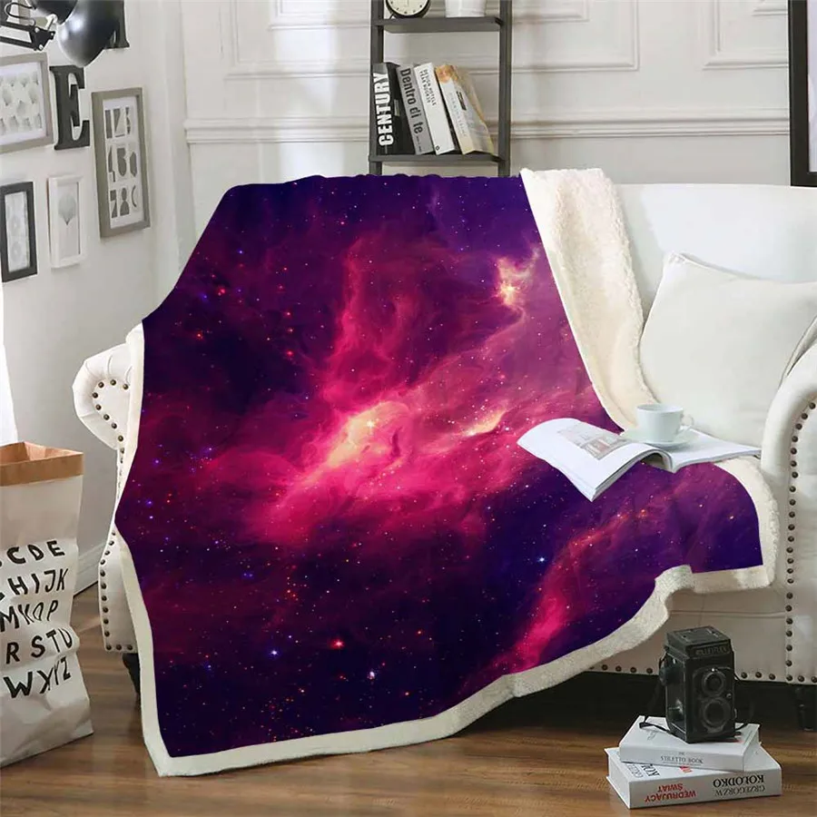 HELENGILI Galaxy Звездное небо шерпа одеяло девчачье цветочное покрывало бархатное плюшевое мягкое удобное домашнее кемпинговое покрывало для полета на самолете
