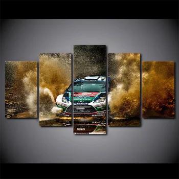 

5 Panel Racing Car Fly Sand Framed Modern HD Modular Poster Printed Painting Canvas Home Decor Office Wall Art Pictures