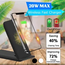 Quic 20 Вт Qi беспроводной складной вертикальный быстрое зарядное устройство зарядный кронштейн высокой мощности док-станция для HuaWei Xiaomi Vivo