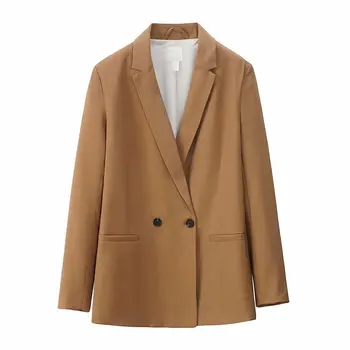 

Women Elegant 4 Color Blazer Double Breasted Notched Collar Long Sleeve Outerwear Office Casual Blazers Tops