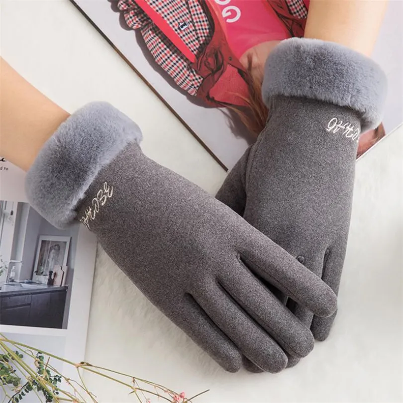 YRRETY, зимние, новые, элегантные, высококачественные, шерстяные, тканевые, женские перчатки, на запястье, перчатки с кнопками, уплотненные, сохраняющие тепло, женские, модные перчатки - Цвет: N908 Gray G153