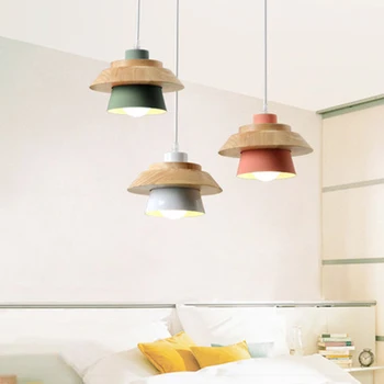 

Modern Wooden LED Pendant Lights Living Room Kitchen Pendant Lamp Restaurant Corridor Hanging Lamps Cafe Store Lighting Luster