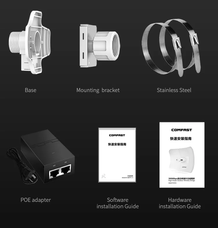 Wireless Bridge Outdoor 300Mbps Router Signal Booster CPECOMFAST CF-E317A 5.8G 10KM 2*24dBi WiFi Repeater Extender Router IP65