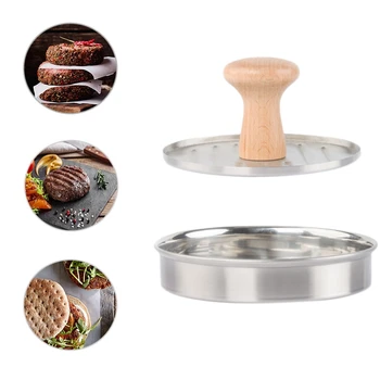 

Meatloaf Mold Burger Pressure Mold Stainless Steel 304 Meat Pressure Device Pressure Device Beech Handle Stainless Steel Meat Pr