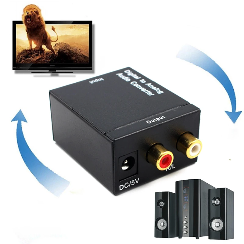 Цифровой оптический Toslink или SPDIF коаксиальный в аналоговый L/R RCA аудио конвертер