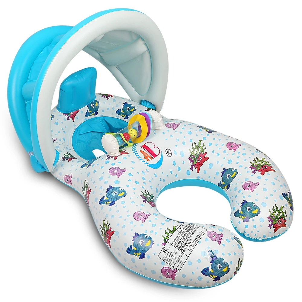Inflatable Mother Baby Swim Float Ring Kids Seat Double Person Swimming Soft Ring Swimming Circle Babyfloat Accessories piscine (5)