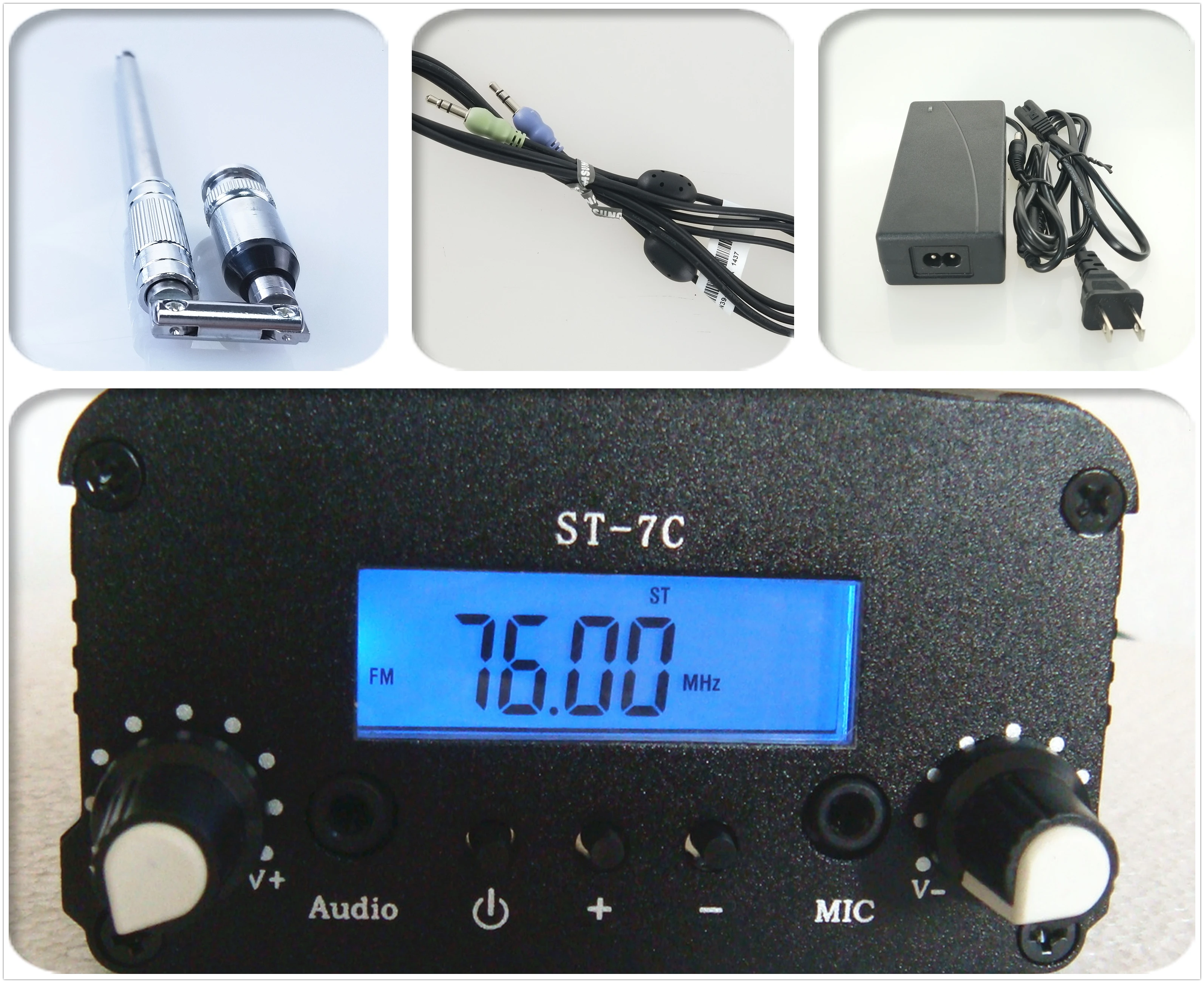 1 Вт/7 Вт стерео PLL вещания радио FM передатчик 76-108 МГц+ мощность+ антенна комплект