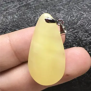 

Top Natural Yellow Amber Pendant Jewelry For Woman Man Crystal 32x17x5mm Beads Water Drop Gemstone Silver Necklace Pendant AAAAA