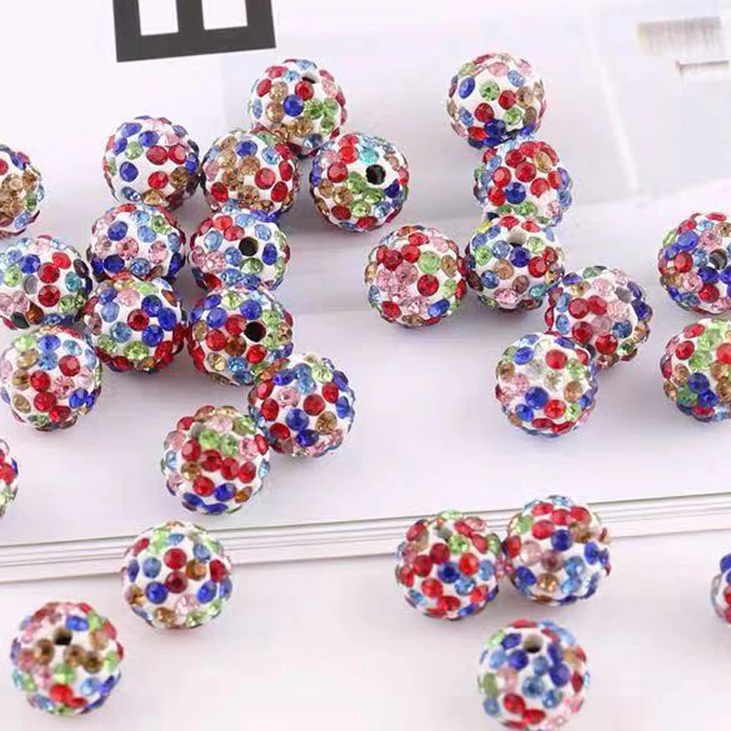 white colorful AAA Качество 50 шт 10 мм глина Кристалл Диско Шар Стразы Diy свободные бусины для изготовления браслета хрустальные бусины космические бусины Шамба - Цвет: white colorful