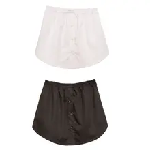 Корейский женский трапециевидный расклешенный изогнутый фальшивый подол с пуговицами сплошной цвет эластичная талия Съемная юбка декоративная Талия Фартук