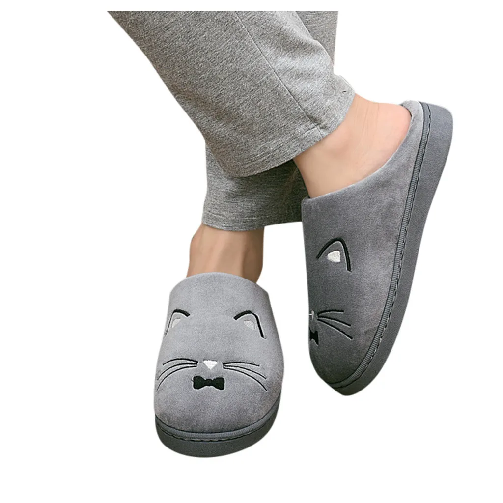 

Home Shoes Men Slippers Home Slippers Women's Mens Couples Warm Cartoon Cat Non-slip Floor Home Slippers Indoor Shoes Chinelo