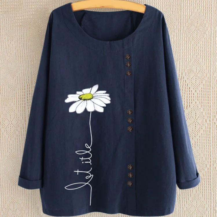 Navy Blue-Print 3 Mferlier/Простые повседневные топы больших размеров, женские осенние женские блузы с длинными рукавами и принтом из мультфильмов, цвета: черный, желтый, розовый, зеленый, 8XL - Цвет: Navy Blue-Print 3