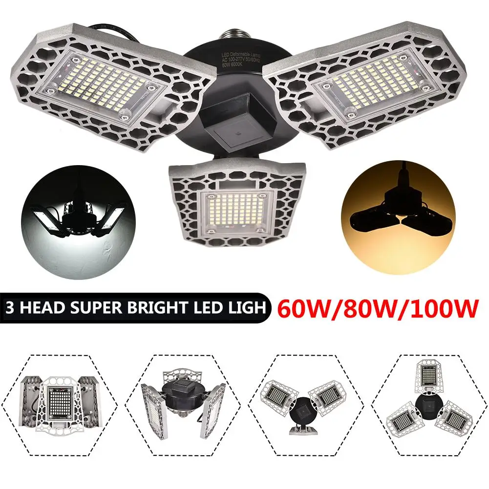 

LED Garage Lights,100W 10000LM IP65 Deformable LED Garage Ceiling Light, Super Bright Garage Lighting for Shop, Garage, Workshop